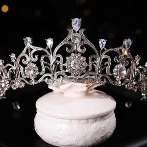 Vintage Silver Tiara Crown Princess Queen headdress Bridgerton gift bridal real